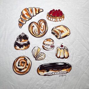 J.Crew T-Shirt Womens Small Ivory French Pastry Graphic Collector Tee